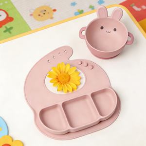 Ensemble de vaisselle pour bébé Naike en silicone réutilisable de qualité alimentaire, sans BPA, écologique, motif lapin - Offre spéciale - Product Image 3