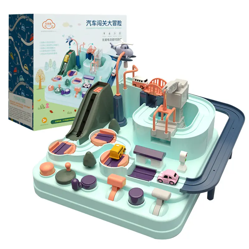 2021 Educatief Speelgoed Cartoon Macaron Glijden Track Car Rail Avontuur Speelgoed Voor Kinderen