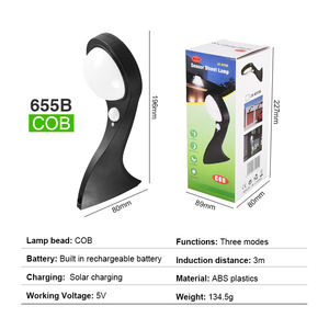 Lámpara Solar IP65 con Sensor de Movimiento, Lámpara de Pared para Exteriores, Impermeable, Luz de Calle, Jardín, Césped, Patio, con Tres Modos - Product Image 2