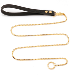 Correas de cuero auténtico para perros, collares de lujo de acero inoxidable, alta calidad, fabricante de China, 2022 - Product Image 3