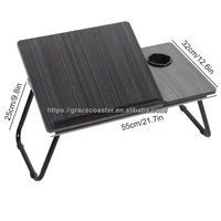 Table d'ordinateur portable pliable en métal convertible pour bureau, avec porte-gobelet et surface en MDF, bureau pliable pour enfants