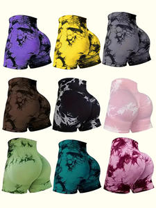 Shorts de sport pour femmes en gros, séchage rapide, pour la salle de sport, tie-dye, taille haute, effet fessier galbé, shorts de yoga - Product Image 6