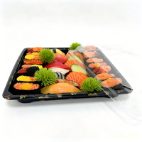 Kotak Kemasan Sushi & Camilan Komersial Sekali Pakai Cetak Jepang Desain Kreatif Berkualitas Tinggi Bahan PET