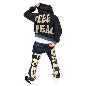 Conjunto de Chándal Personalizado Ecológico con Bordado Desgastado, Pantalones de Chándal de Felpa Pesada con Lavado Ácido, Sudadera con Capucha Unisex de Felpa Francesa - Product Image 2