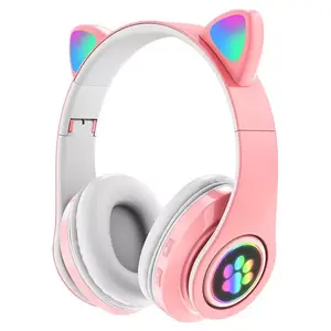 Antibruit écouteurs sans fil pliables Hifi basse profonde B39 oreilles de chat HI-RES Audio avec micro sur l'oreille