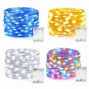 Guirlande lumineuse à piles en fil de cuivre de 2 m avec 20 LED clignotantes pour la décoration de Noël, de mariages et de fêtes - Product Image 1