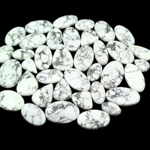 Wholesale Radha Arts White Howlite Natural Stone Oval/Round/Drop Cabochon Gemstone 25-40mm for DIY Jewelry Making - Product Image 1