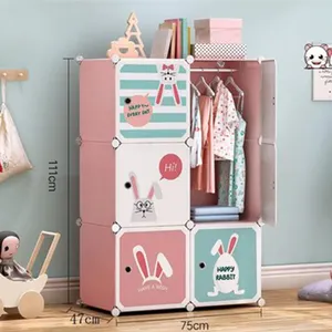 diy würfel schrank design Suppliers-Haushalt DIY Modulare Kinder Cube Kleiderschrank Lagerung Kunststoff Schrank Baby Schrank