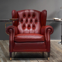 Fauteuil de loisir en cuir véritable de style américain classique traditionnel, villa vintage, canapé simple haut de gamme, fauteuil tigre