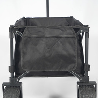 Chariot pliable à quatre roues Hitree de haute qualité, marron, pour les courses et les activités de plein air - Chariot de jardin, de camping, de plage, de transport portable