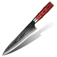 Couteau de Chef Kiritsuke 8 Pouces en Acier Inoxydable VG10 Damas, 67 Couches, Manche en Bois, Design Oriental, pour Cuisine Commerciale et Désossage Alimentaire
