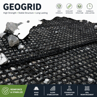 Géogrille biaxiale en polypropylène, maille plastique pour améliorer la capacité de charge du sous-sol des zones de stationnement de camions