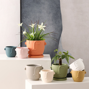Design unique en forme de <span class=keywords><strong>visage</strong></span> décoration de balcon pour la maison jardinière succulente pots de fleurs en <span class=keywords><strong>terre</strong></span> <span class=keywords><strong>cuite</strong></span> personnalisés - Product Image 1