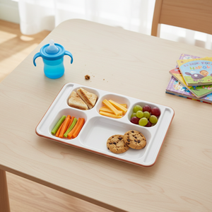 Bandejas de almuerzo reutilizables con compartimentos, platos irrompibles divididos, separadores de alimentos, platos de cena, bandeja de servir de melamina con 5 compartimentos - Product Image 5