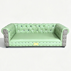 Lit orthopédique de luxe en cuir pour chien, avec cadre en bois massif, surélevé, canapé pour animaux de compagnie lavable, logo personnalisé, vente en gros - Product Image 1