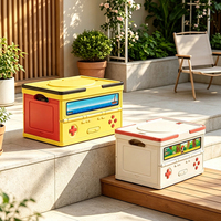 Boîtes de rangement pliables et empilables en plastique, étanches, avec couvercle, pour jouets, consoles de jeux, pour la chambre d'enfant