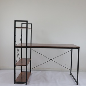<span class=keywords><strong>Bureau</strong></span> d'ordinateur industriel avec étagères de <span class=keywords><strong>rangement</strong></span>, table d'écriture pour <span class=keywords><strong>bureau</strong></span> à domicile, structure en bois et métal - Product Image 1