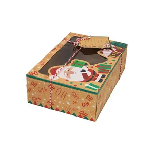 Christmas Kraft Paper Box for Gingerbread Man Rigid Paperboard with Matt Lamination and UV Coating for Bread Chewing Gum