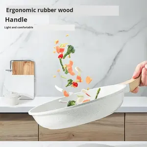 OEM mango de baquelita Maifan piedra sartén, 28cm leche blanco antiadherente sartén voladora para inducción y gas, <span class=keywords><strong>4</strong></span> colores (20/24/28cm) - Product Image 4