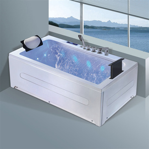 Bañera de Hidromasaje Acrílica Blanca para Dos Personas, Diseño Moderno con Luces de Burbujas - Product Image 4