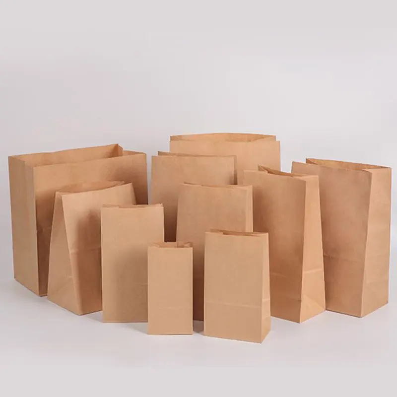 custom bio degradable disposable brown kraft paper bags for food takeaway delivery bag