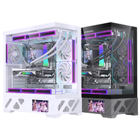LOVINGCOOL Nouvelle Arrivée Boîtier d'ordinateur ATX/MATX Noir avec Écran LCD, Boîtier PC de Jeu Full Tower en Métal avec Ventilateur pour CPU