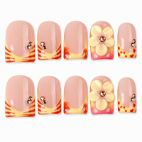 Faux Ongles Carrés Français Noirs Nude de Haute Qualité avec Strass, 10 Pièces, Nouveauté Automne, Fournisseur