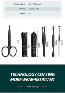 7pc professionale di alta qualità in acciaio inox Manicure Pedicure Set classico nero All-in-One <span class=keywords><strong>tagliaunghie</strong></span> per <span class=keywords><strong>piedi</strong></span> a mano - Product Image 6
