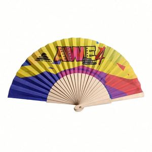 Direct Sales Customized 23cm Wooden Folding Fan with Cloth Surface Novelty Advertising <b>Cooling</b> Gift Hand Fan Promotion - Product Image 1