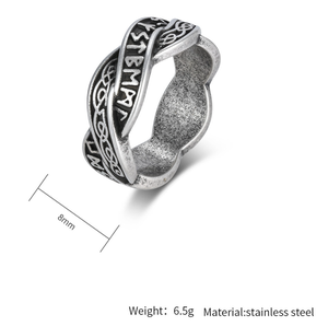 Bague en acier inoxydable titane à nœud éternel tissé avec inscription viking vintage pour homme, bijoux de mode pour <span class=keywords><strong>mariage</strong></span>, vente en gros Tempusort - Product Image 6