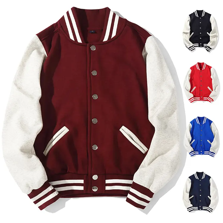 Rbx 사용자 정의 270g 코 튼 남자 오래 된 학교 Varsity 자 켓 남자 도매 빈 자른 Letterman Varsity 자 켓 사용자 정의