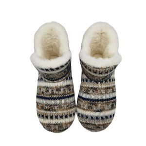 Woman Women Women's <strong>Ladies</strong> Winter Nordic Fair Isle Knitted Knit Fluffy Faux Fur Lined Indoor Home <strong>Booties</strong> Boots <strong>Slippers</strong> - Product Image 3