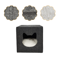 Maison pour chat en feutre polyester avec entrée en forme d'oreilles de chat, lit-caverne confortable pour animaux de compagnie, abri pliable pour chats et chatons