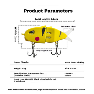 เหยื่อตก<span class=keywords><strong>ปลา</strong></span>แบบจมช้าสองส่วน แบบห<span class=keywords><strong>ล</strong></span>ายข้อต่อ พร้อมตะขอคู่ เหยื่อปลอมสำหรับ<span class=keywords><strong>ปลา</strong></span>คั<span class=keywords><strong>ล</strong></span>เตอร์ อั<span class=keywords><strong>ล</strong></span>บูร์นัส และป<span class=keywords><strong>ล</strong></span>าบาส - Product Image 4