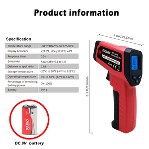 Thermomètre numérique électronique infrarouge laser DT8550FC, plage de mesure -50°C ~ 550°C - Product Image 2