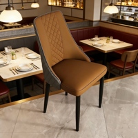 Chaise de salle à manger moderne en métal et cuir de style nordique, design minimaliste pour hôtels et restaurants de luxe, prix d'usine