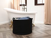 Panier de rangement tissé, idéal pour le linge, rond, pour chambres et salles de bain, taille 24x24x17 pouces, partie de notre collection d'organisateurs pour la maison