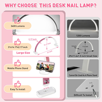 Lampe à LED demi-lune pliable et à intensité réglable pour manucure, extension de cils, éclairage de salon de beauté