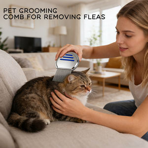 Peigne anti-<span class=keywords><strong>poux</strong></span> et anti-puces en acier inoxydable durable, portable, facile à utiliser, simple pour chats et chiens - Product Image 5