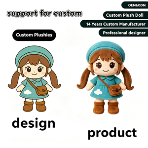 Peluche personnalisée mignonne de fille de dessin animé, OEM ODM, jouet en peluche à double queue de cheval, jouets pour enfants, jouets pour enfants à marque privée - Product Image 1