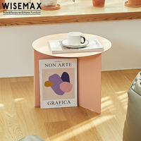 WISEMAX FURNITURE Table basse latérale ronde d'usine meubles de maison cadre en métal base triangulaire canapé table d'angle pour le salon