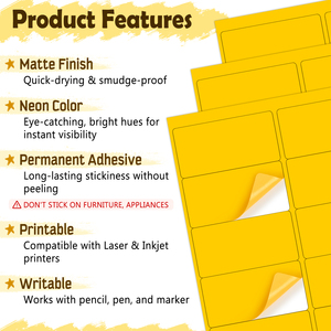Étiquettes d'expédition orange fluorescente mate 2"x4" imprimables, feuilles d'étiquettes autocollantes - Product Image 3