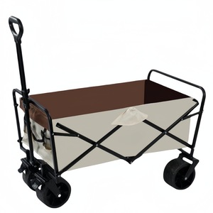 Manufacturer Customized Enclosed Steel ABS Four-Wheel Camping Outdoor Camp Picnic Strong Loading Bearing Black Hand <b>Pull</b> Cart - Product Image 1
