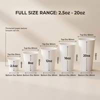 Emballages alimentaires personnalisés de haute qualité, gobelets en papier jetables à paroi simple, revêtement PE, 2,5 oz à 20 oz, gobelets à emporter pour café, boissons chaudes