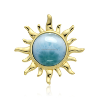 Pendentif en argent 925 avec larimar en forme de conque, design tendance, pierre précieuse de guérison, bijoux d'été caribéens en larimar, vente en gros