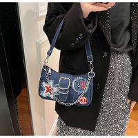 2025 à la mode unique sangle bohème Mini sac à main fourre-tout pour femmes mode étoile motif Denim sacs mignon Cool Portable robe sacs à main