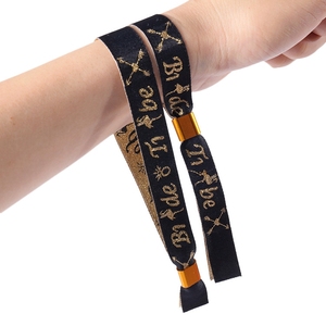 Pulsera de tela de boda personalizada de alta calidad, muñequeras de tela con logotipo personalizado, pulsera para fiestas, eventos, pulsera tejida para festivales - Product Image 3