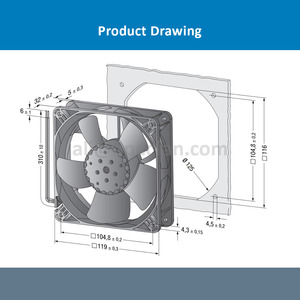 Ventilador Axial de Refrigeración de 3 Cables para Inversor, 4314NN, 120x120x32mm, 24VDC, 0.17A, 4.1W, 2700 RPM, 190m/h, Rodamiento de Bolas, OEM/ODM - Product Image 4