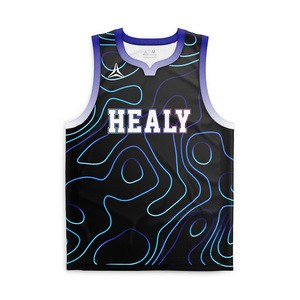 Maillot de basket sublimé Healy, col en V, sans manches, en mesh respirant, unisexe, pour adulte, vêtement de sport d'été pour l'extérieur - Product Image 1