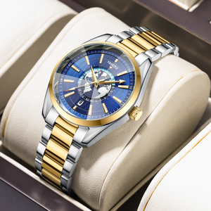 Reloj Nibosi 2700 de Nuevo Diseño con Patrón de la Tierra, Luminoso, de Acero Inoxidable y Cuarzo <span class=keywords><strong>para</strong></span> <span class=keywords><strong>Hombre</strong></span> - Product Image 3